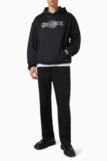 كنزة بغطاء رأس فضفاضة بتصميم مقسم قطن