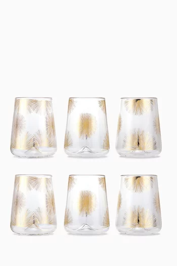 Tamrah Golden Palm Glass Cups, Set of 6