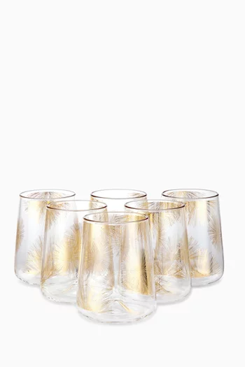 Tamrah Golden Palm Glass Cups, Set of 6