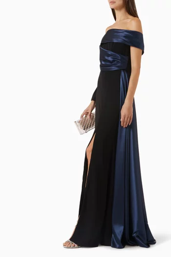 Satin Off-shoulder Maxi Dress
