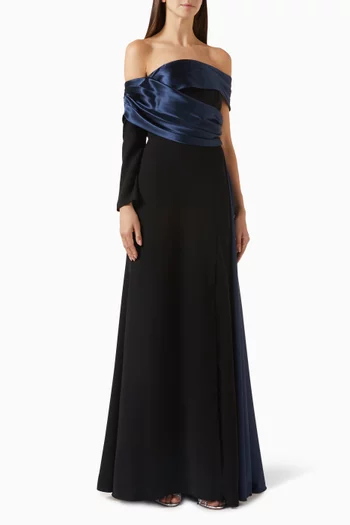 Satin Off-shoulder Maxi Dress