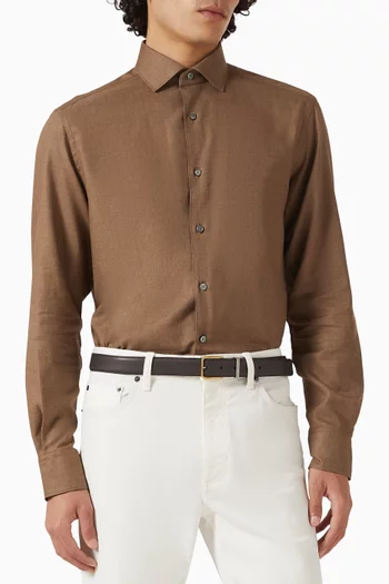 Two-tone Buckle Belt in Leather