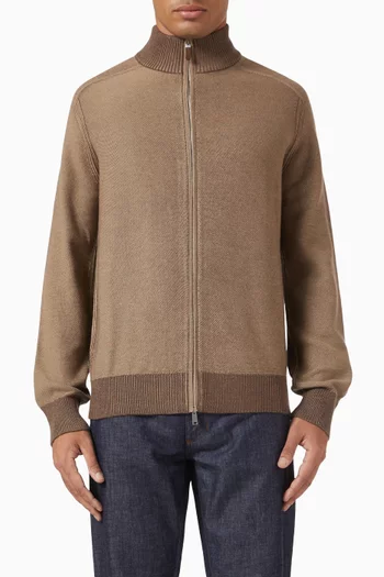 Cashseta Full Zip Cardigan in Cashmere & Silk