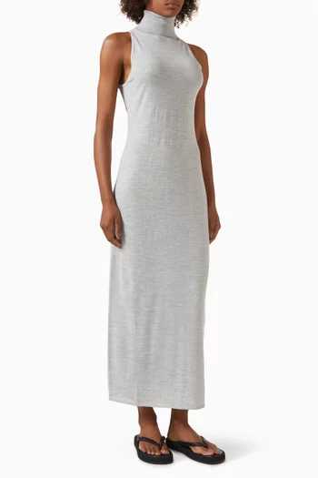 Turtleneck Maxi Dress in Merino-silk