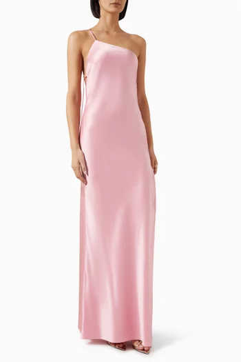 Yvonne One-shoulder Maxi Dress in Silk
