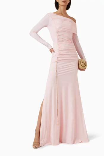 Jamie One-shoulder Gathered Dress in Jersey