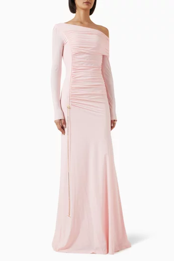 Jamie One-shoulder Gathered Dress in Jersey