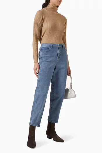 سترة بياقة عالية صوف مارينو معاد تدويره