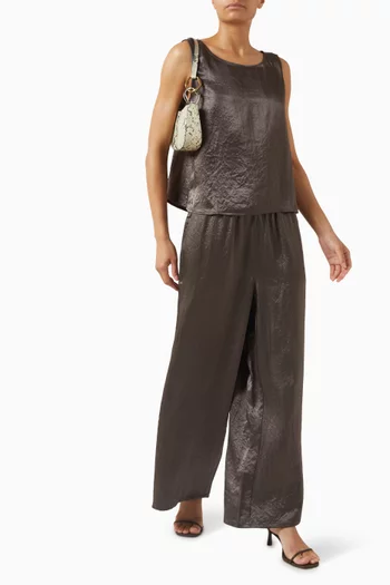 Wide-leg Pants in Textured Satin
