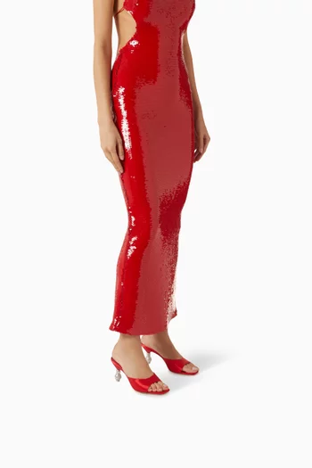 Natalia Crystal Mules in Satin