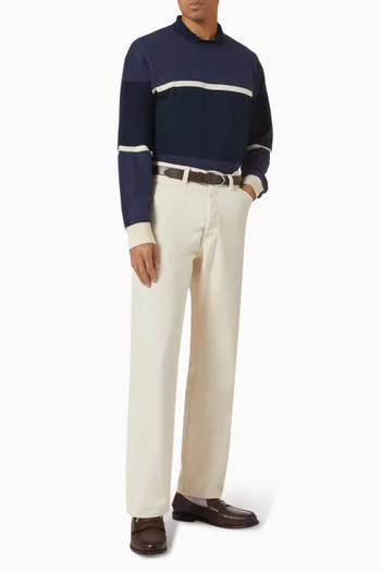 Stripe Mock Collar Rugby Sweatshirt in Cotton