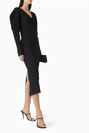 Draped Sleeve Dress in Crepe-knit