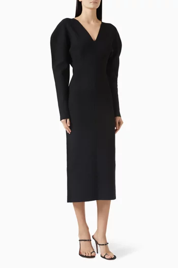 Draped Sleeve Dress in Crepe-knit