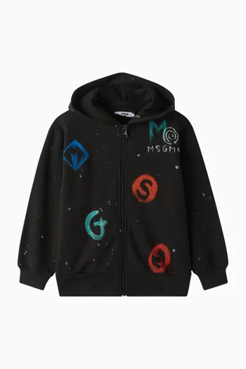 Logo Zip Hoodie in Cotton