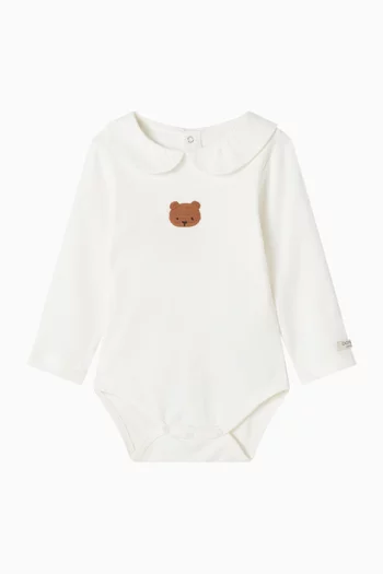 Davo Bear Print Bodysuit in Organic Cotton