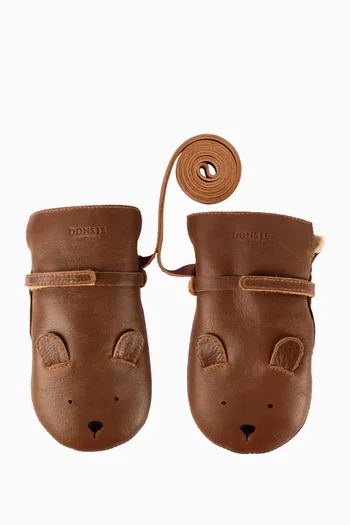 Kapi Classic Bear Mittens in Leather
