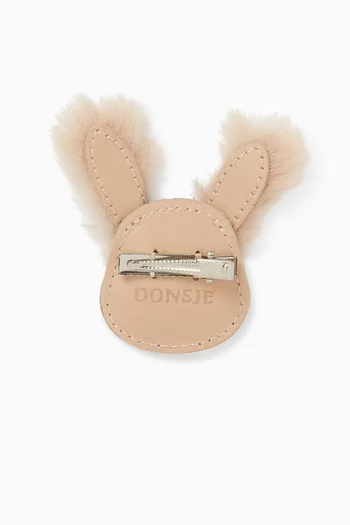 Josy Fluffy Bunny Hairclip in Leather