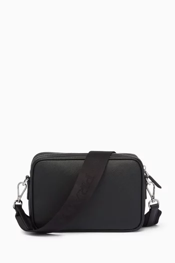 Triangle Logo Shoulder Bag in Saffiano Leather