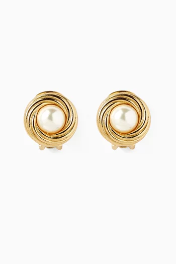 1980s Vintage Faux Pearl Clip-on Earrings