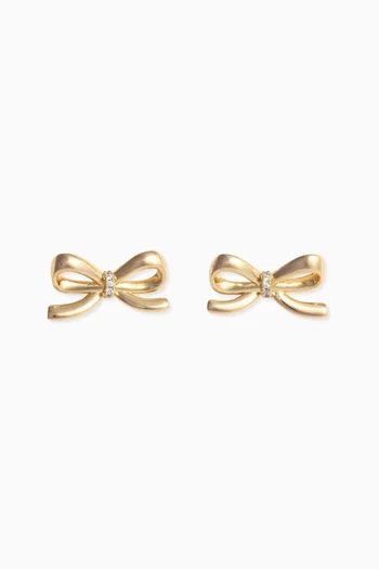 Bow Stud Earrings in Gold-plated Brass