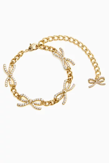 Crystal Bow Bracelet in Gold-plated Brass
