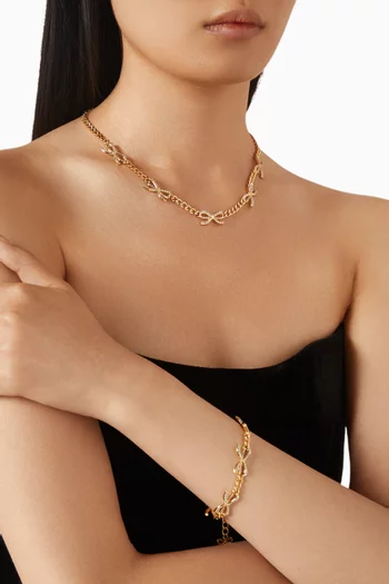 Crystal Bow Necklace in Gold-plated Brass