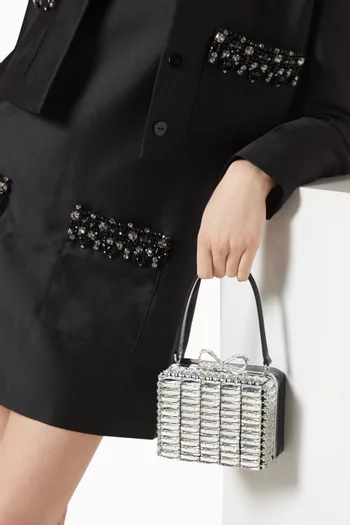 Micro Crystal Top-handle Bag in Leather