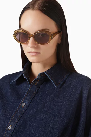 نظارة شمسية بإطار بيضاوي أسيتات