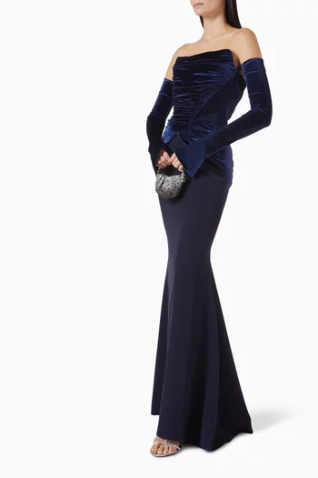 Habiba Gown in Velvet & Crepe