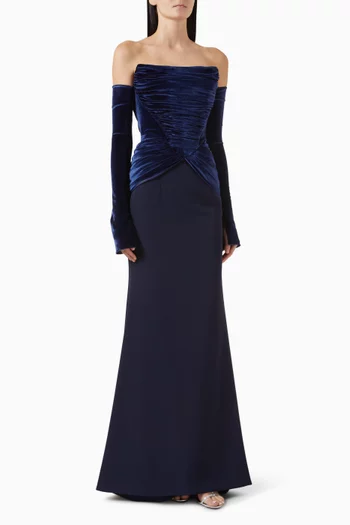 Habiba Gown in Velvet & Crepe