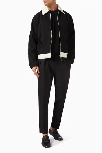 Contrast-collar Jacket in Twill