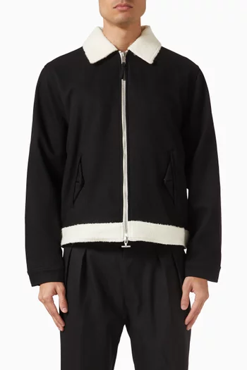 Contrast-collar Jacket in Twill