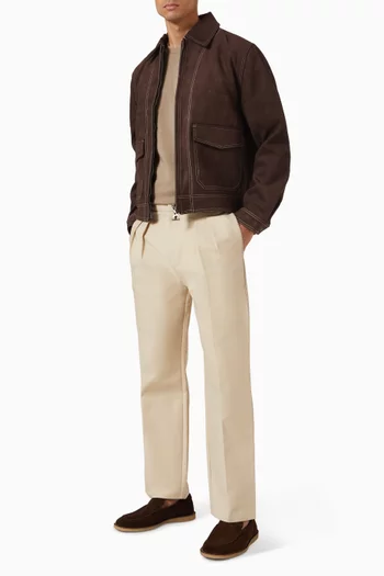 Zip Jacket in Suede & Pebbled Leather