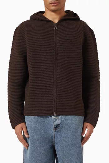 Zip-up Hoodie in Ribbed-knit