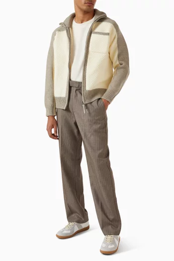 Two-tone Zip Cardigan in Knit