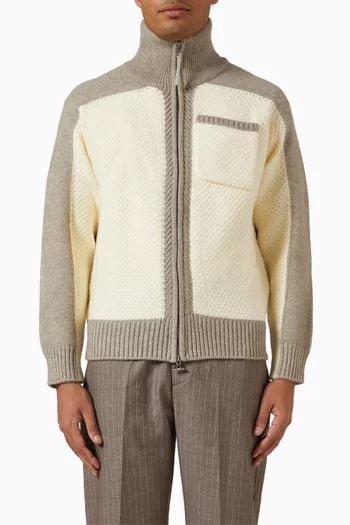 Two-tone Zip Cardigan in Knit