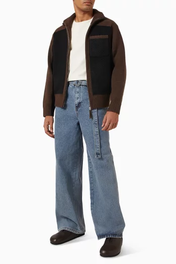 Two-tone Zip Cardigan in Knit