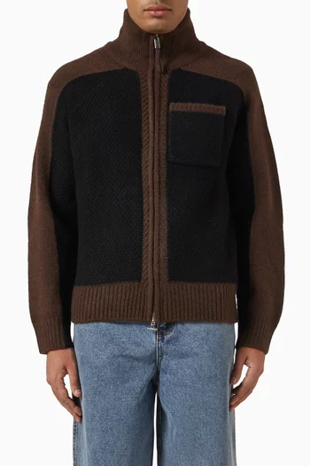 Two-tone Zip Cardigan in Knit