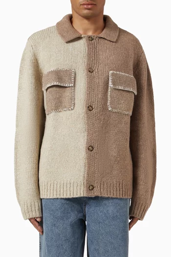 Half and half Colour-block Cardigan in Knit