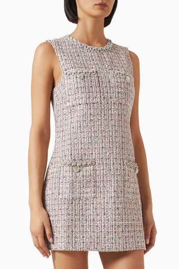Diamanté-trim Mini Dress in Boucle