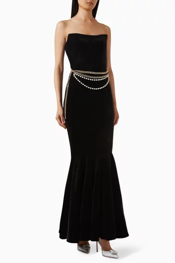 Chain-belt Gown in Velvet