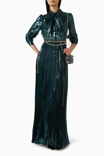 Belted Bow Dress in Satin