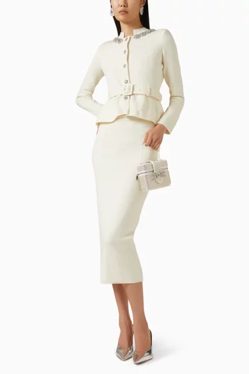 Peplum Knit Midi Dress in Wool Blend