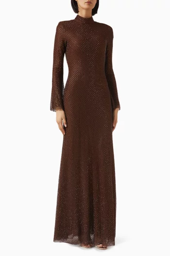 Rhinestone-embellished Dress in Mesh