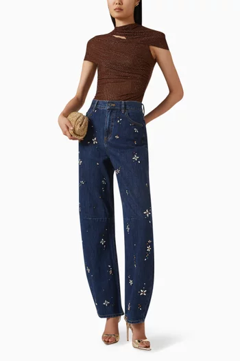 Rhinestone-embellished Top in Mesh