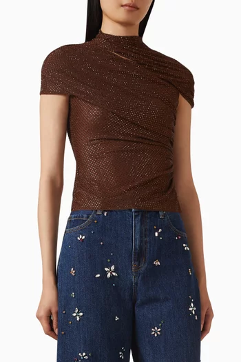 Rhinestone-embellished Top in Mesh