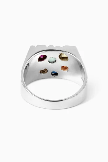 Cottage Rose Garden Signet Ring in Sterling Silver
