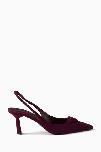 Triangle Logo 75 Slingback Pumps in Suede