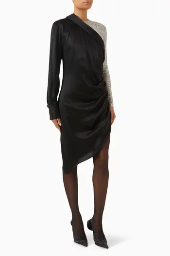 فستان مطرز بالكريستال بوبلين