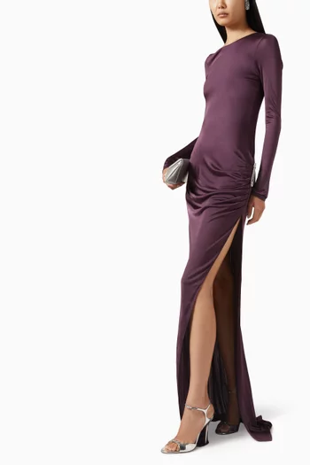 Gathered Slit Dress in Jersey